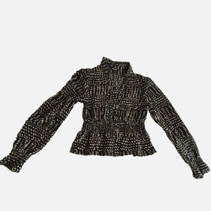 Express Black and White Patterned Blouse